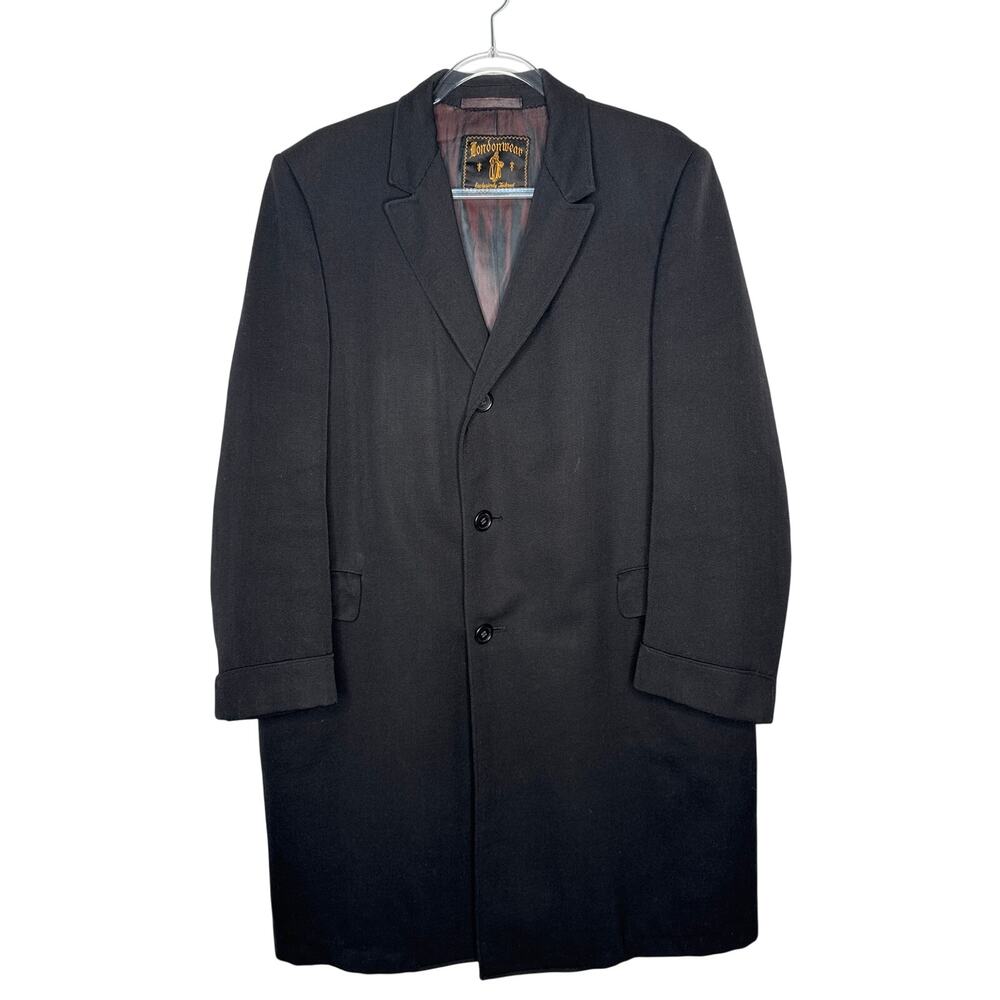 Vintage 1960s Londonwear Black Wool Tailored Overcoat Men’s Medium